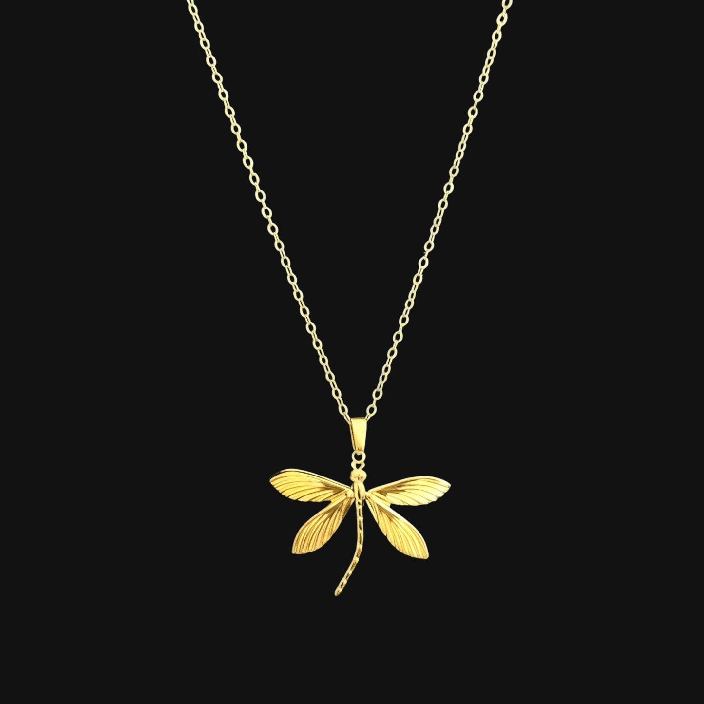 Dragonfly necklace gold