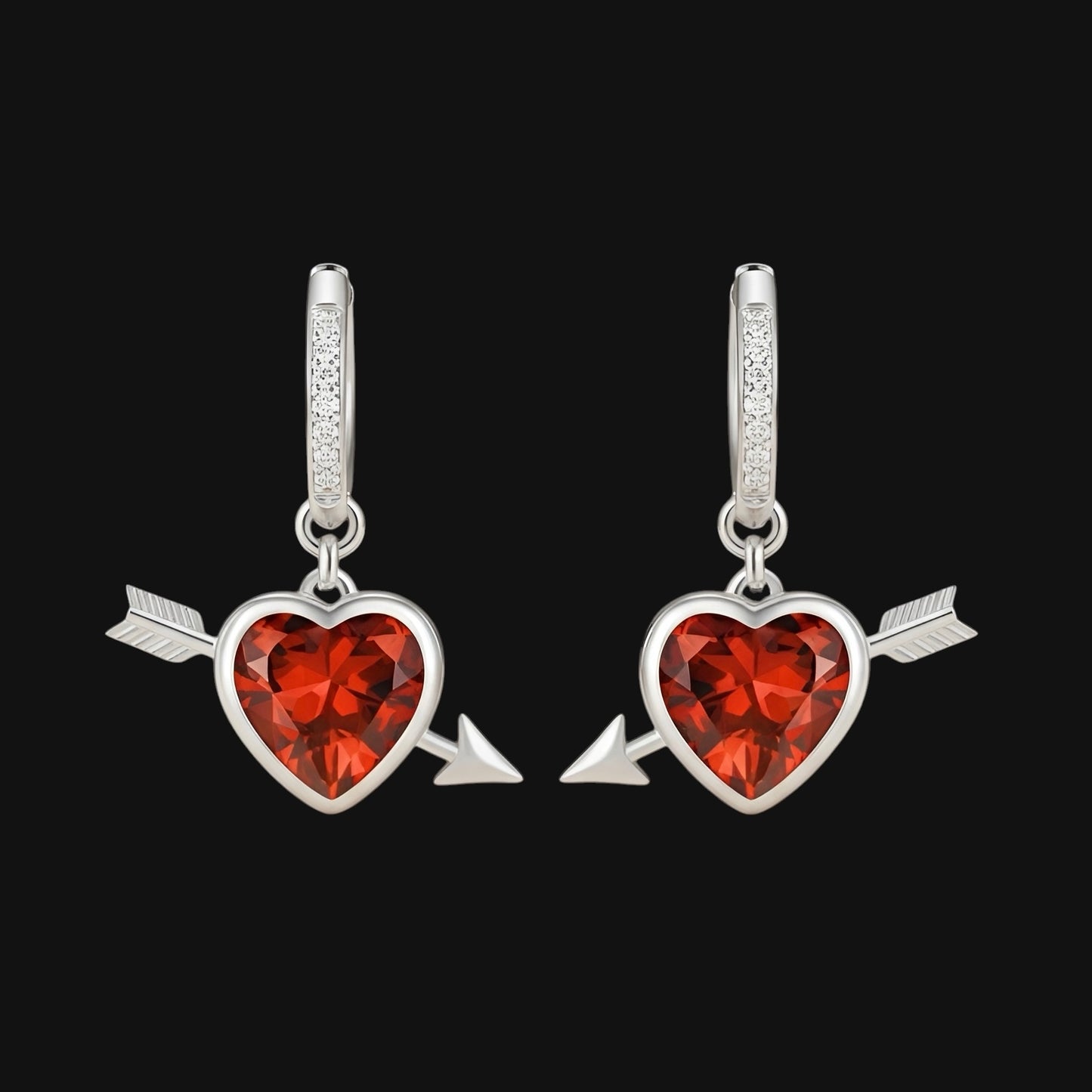 Love Earrings - Red and Silver