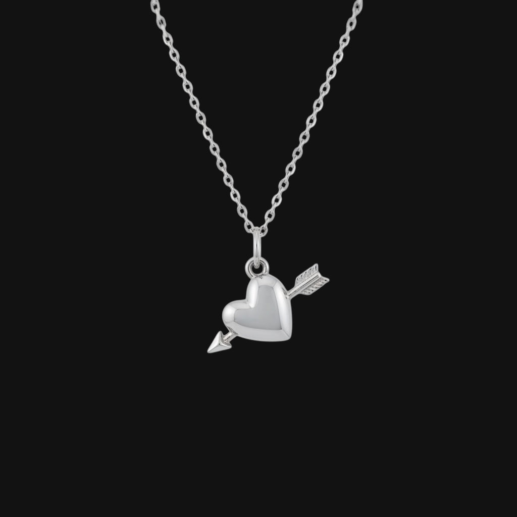Heart Arrow Necklace Silver