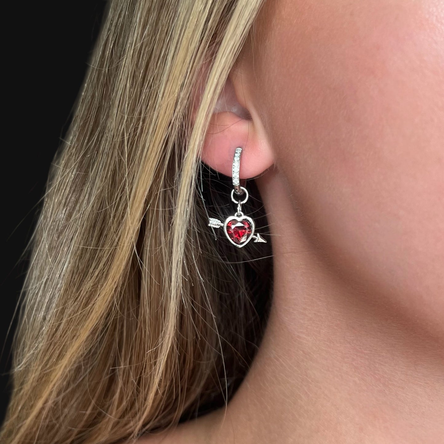 Love Earrings - Red and Silver