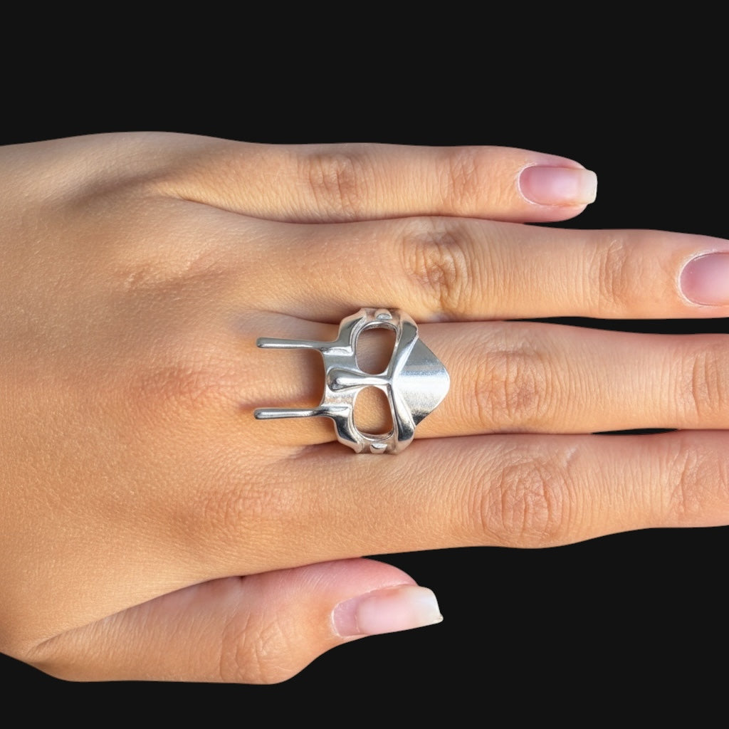 Phantom Mask Ring - Silver