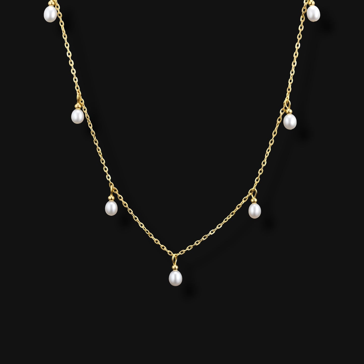 Pearl Drop Necklace - Guld