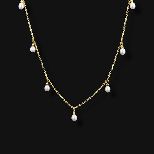 Pearl Drop Necklace - Guld