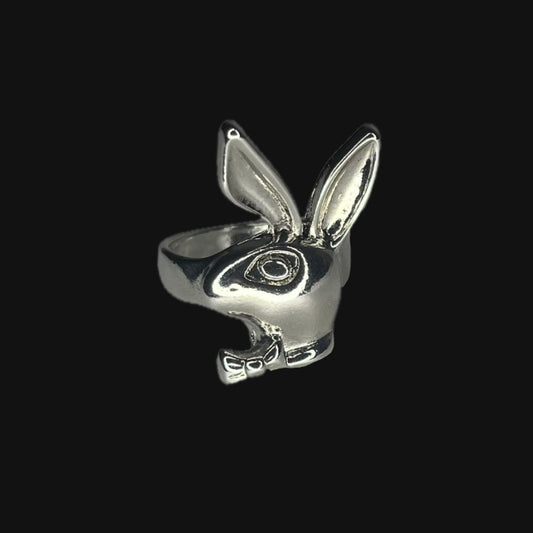 Playboy bunny ring silver