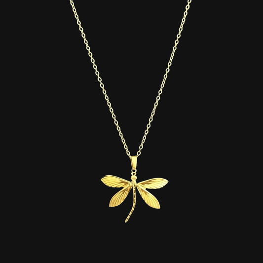 Dragonfly necklace guld