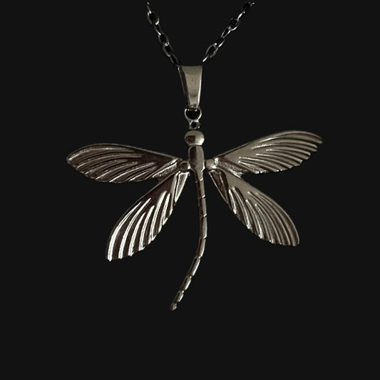 Dragonfly necklace silver