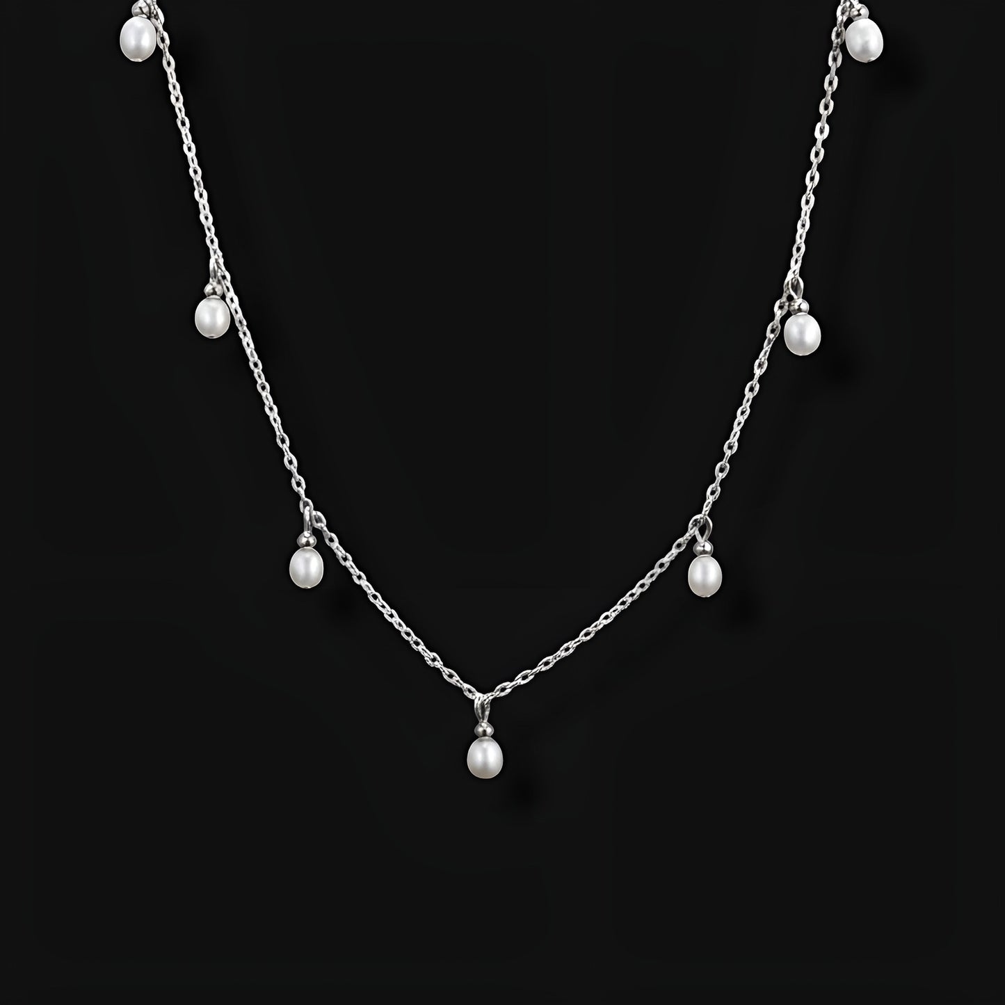 Pearl Drop Necklace - Silver