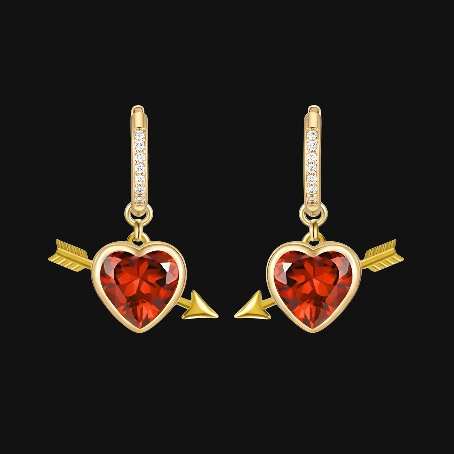 Love Earrings - Red and Gold