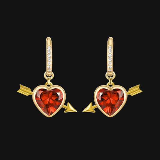 Love Earrings - Red and Gold