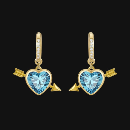 Love Earrings - Blue and Gold