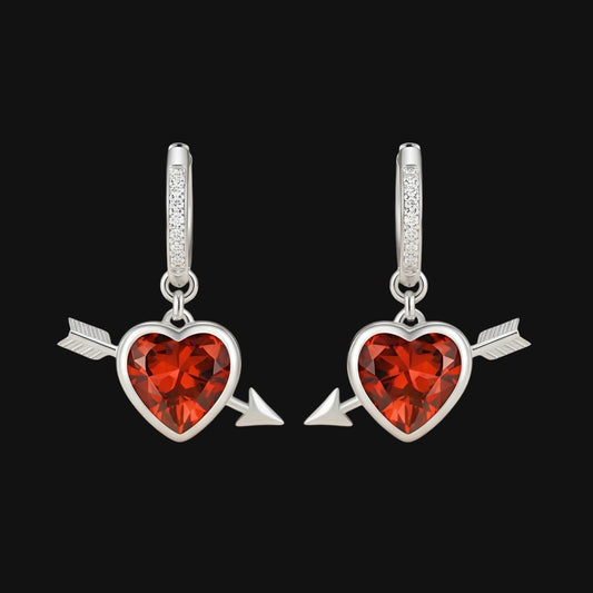 Love Earrings - Red and Silver