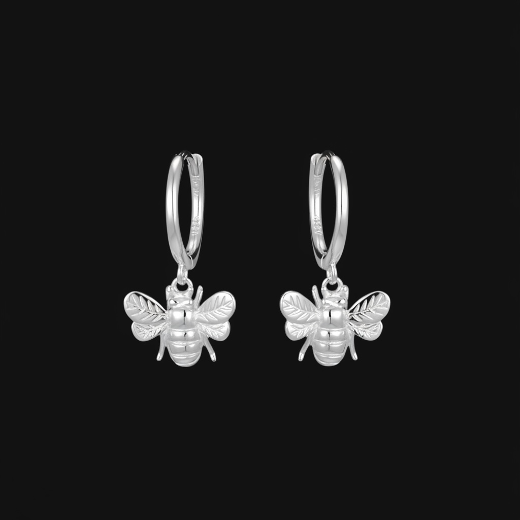 Bee Earrings Silver