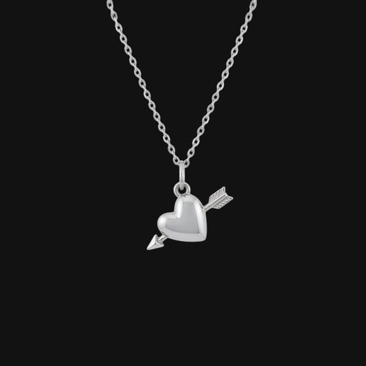 Heart Arrow Necklace Silver