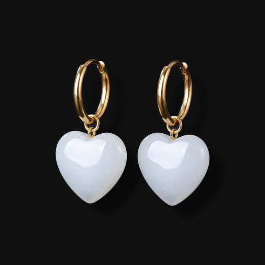 Chunky Heart Earrings - White