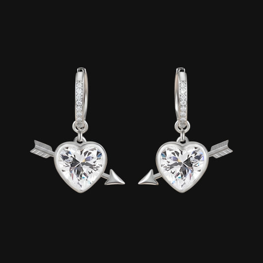 Love Earrings - White and Silver