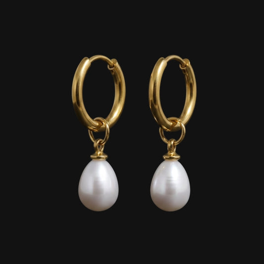 Pearl Drop Earrings - Guld