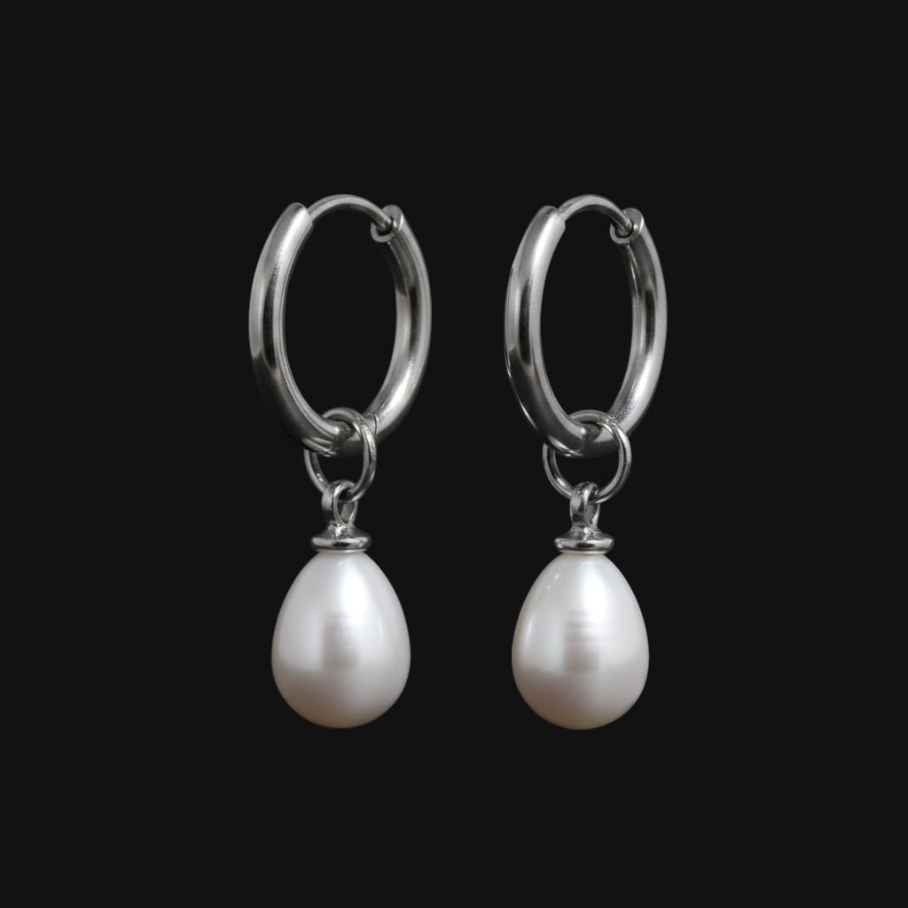 Pearl Drop Earrings - Silver