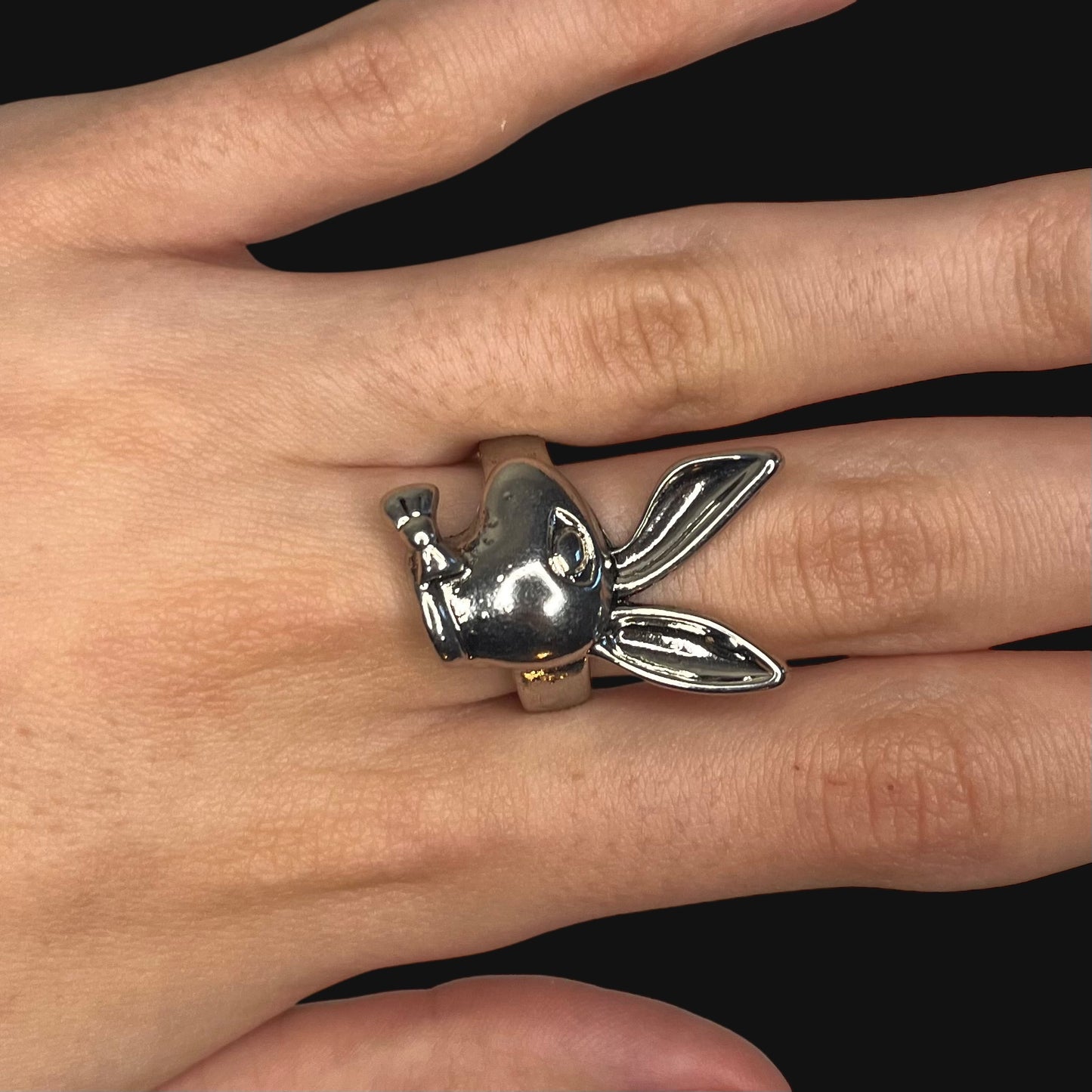 Playboy bunny ring silver