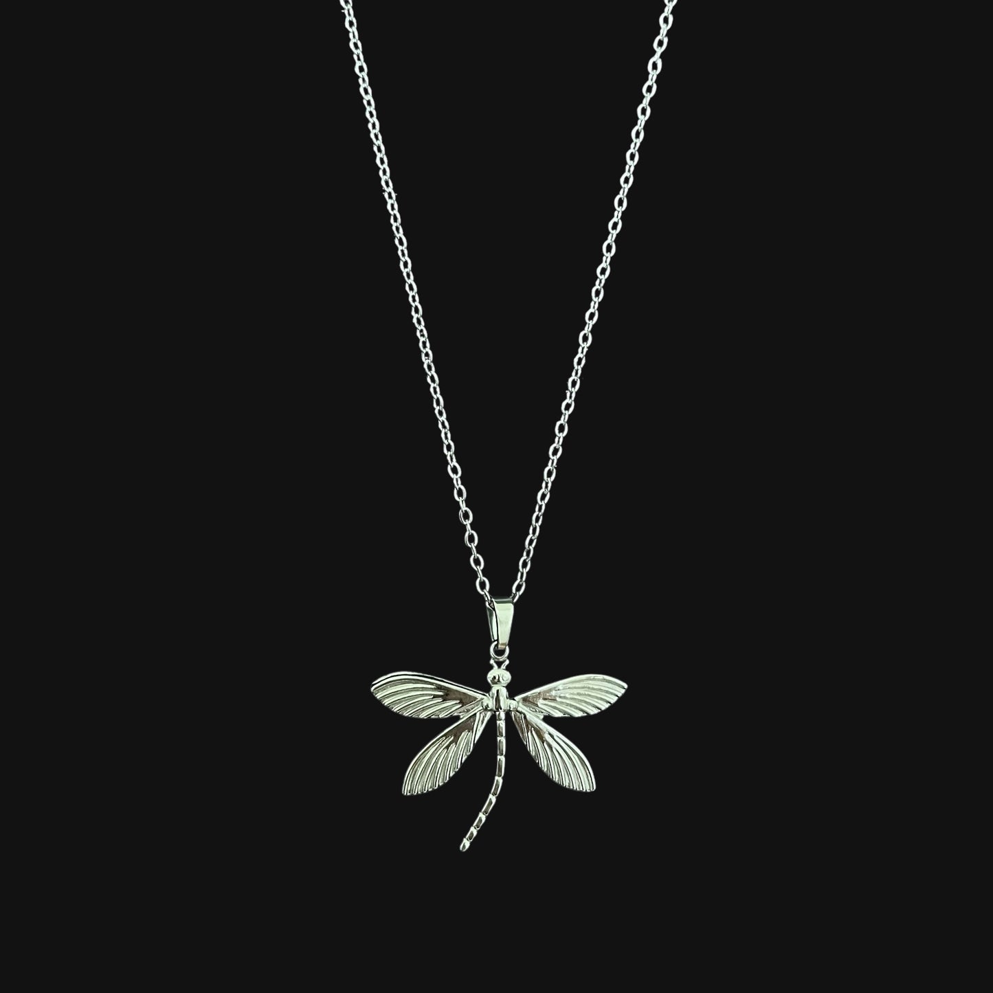 Dragonfly necklace silver