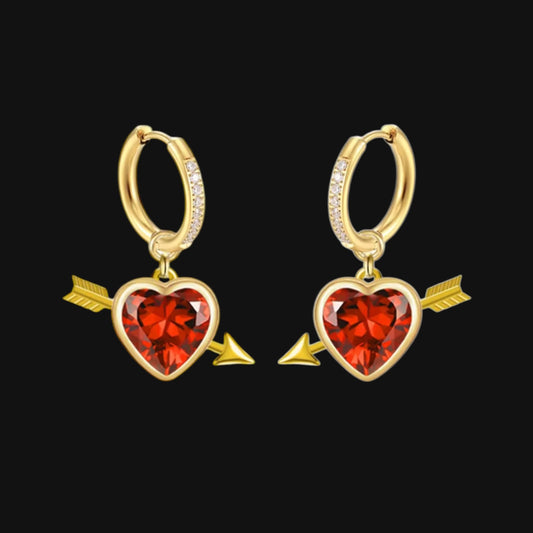 Love Earrings - Red and Gold