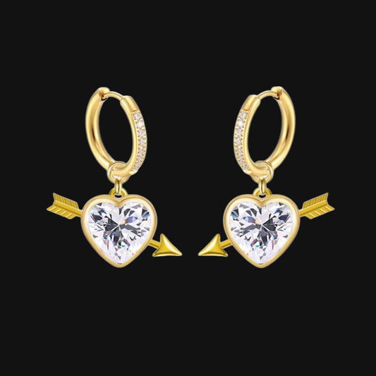 Love Earrings - White and Gold