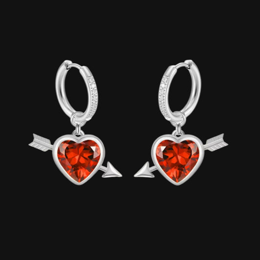 Love Earrings - Red and Silver