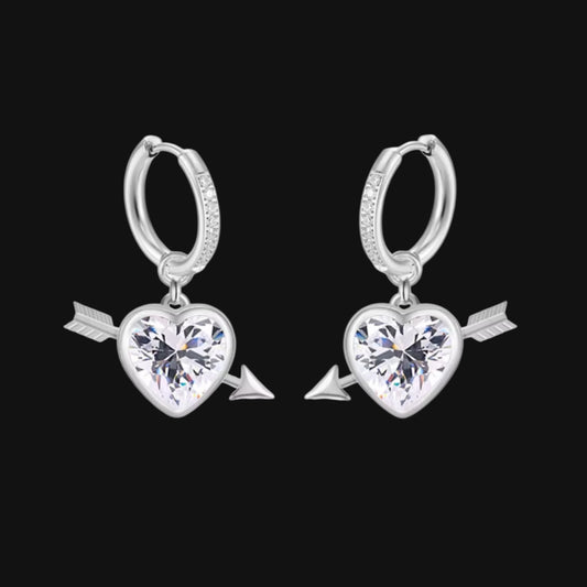 Love Earrings - White and Silver