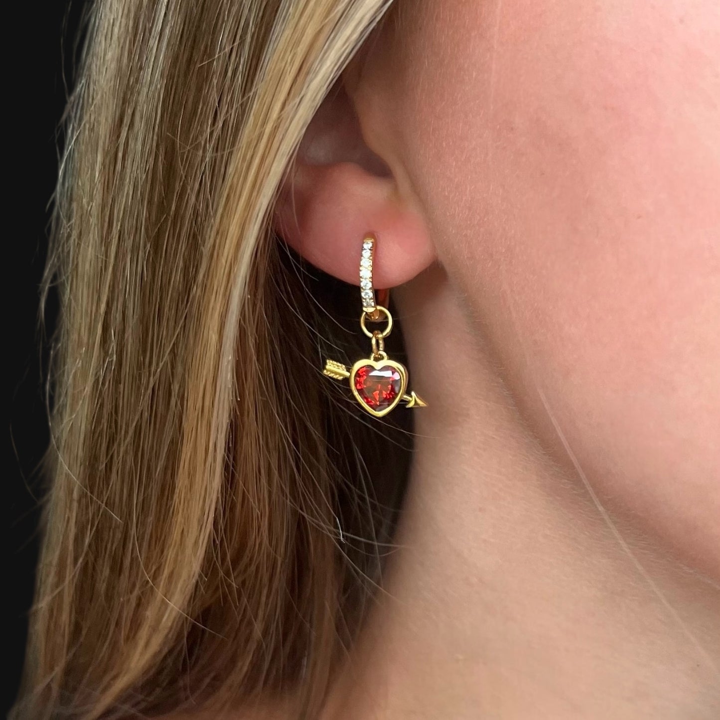 Love Earrings - Red and Gold