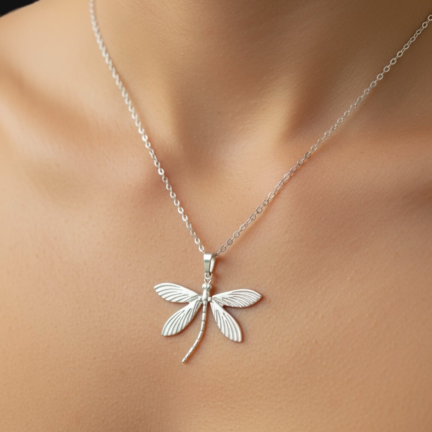 Dragonfly Necklace Silver